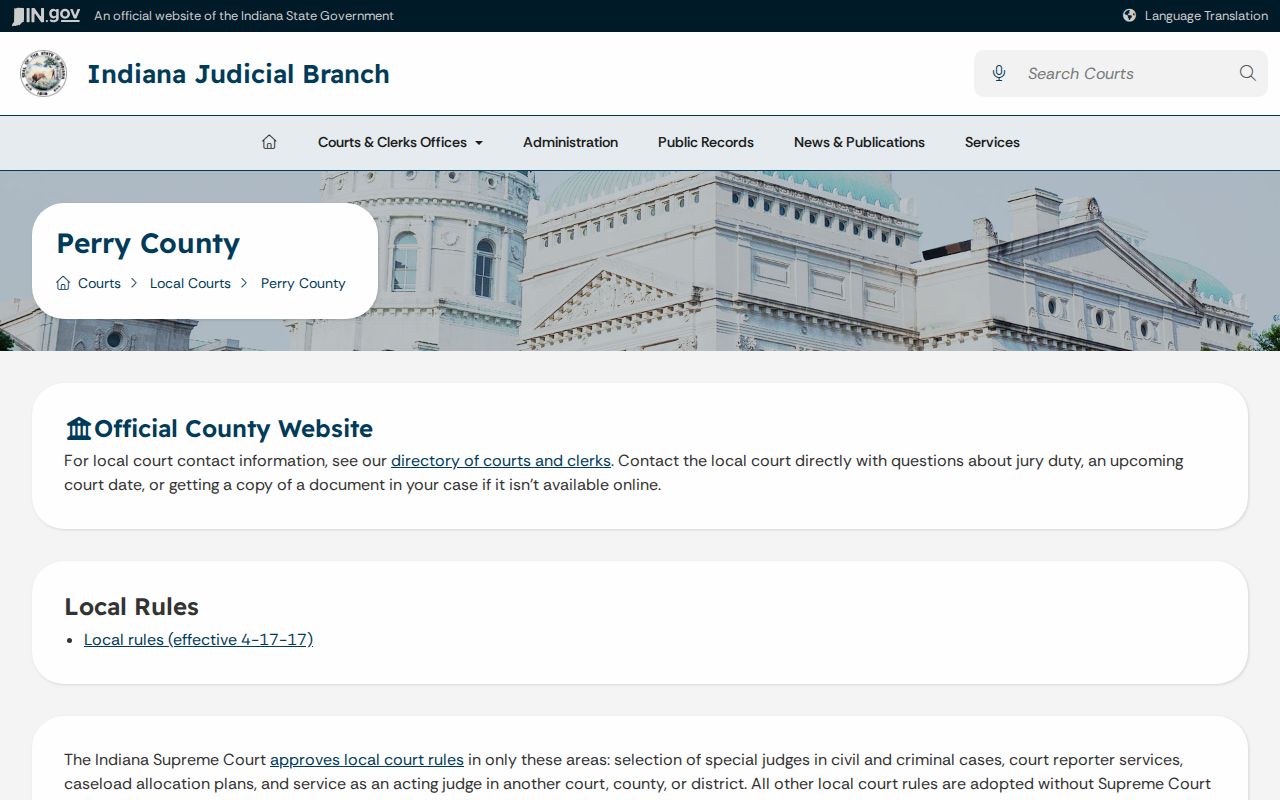 Perry County warrant records and local court links
