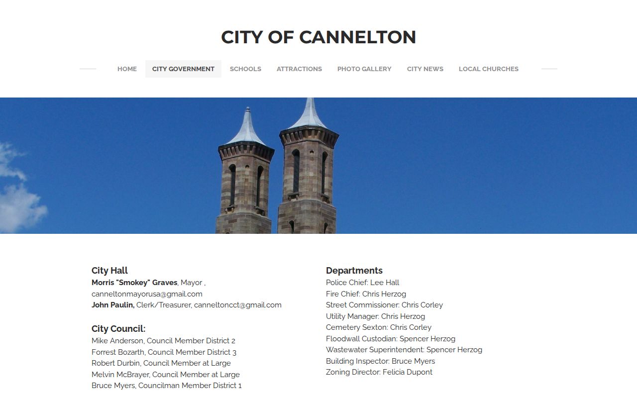 Official Cannelton city government contact and police routing page