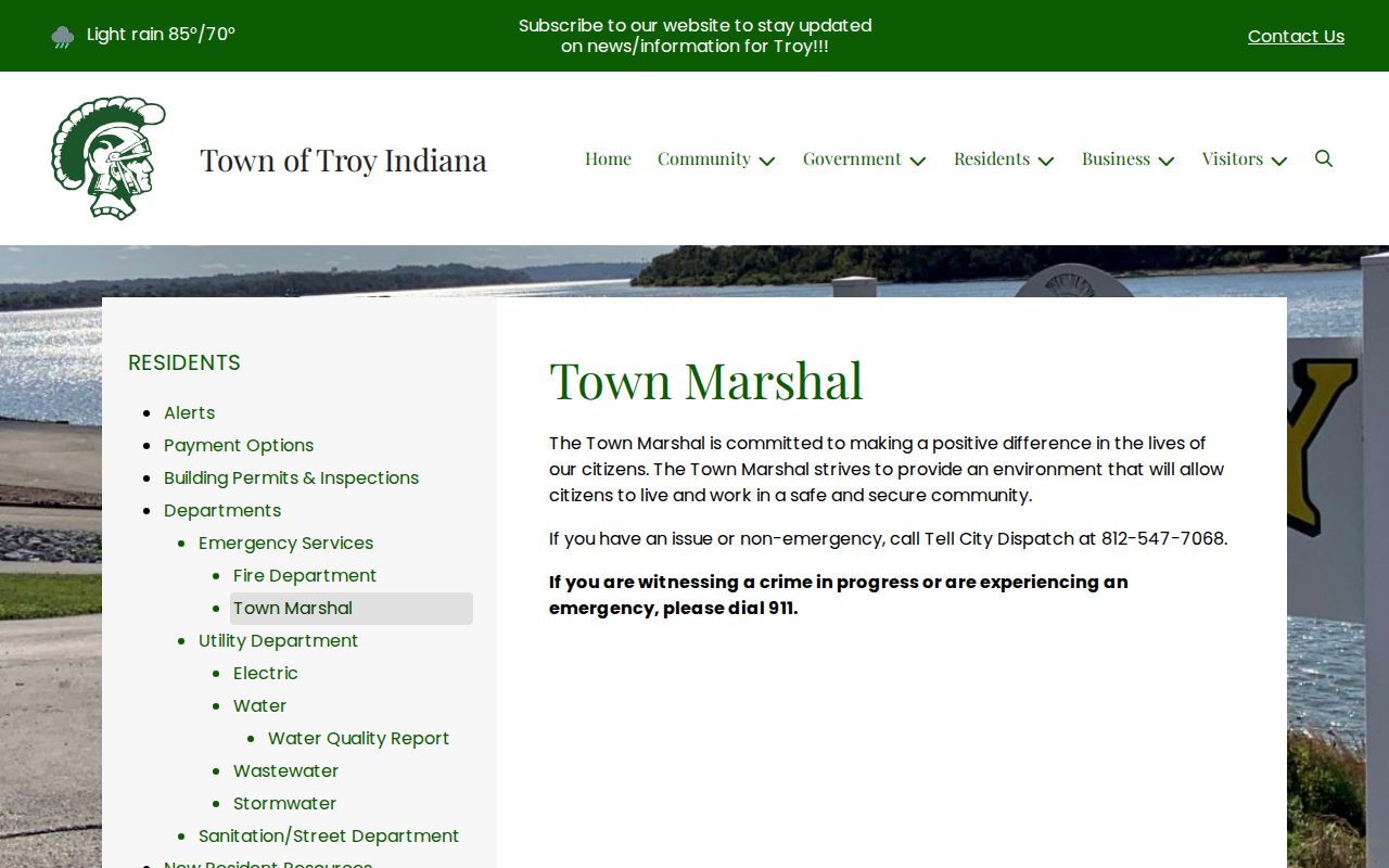 Official Troy Town Marshal emergency and nonemergency dispatch guidance