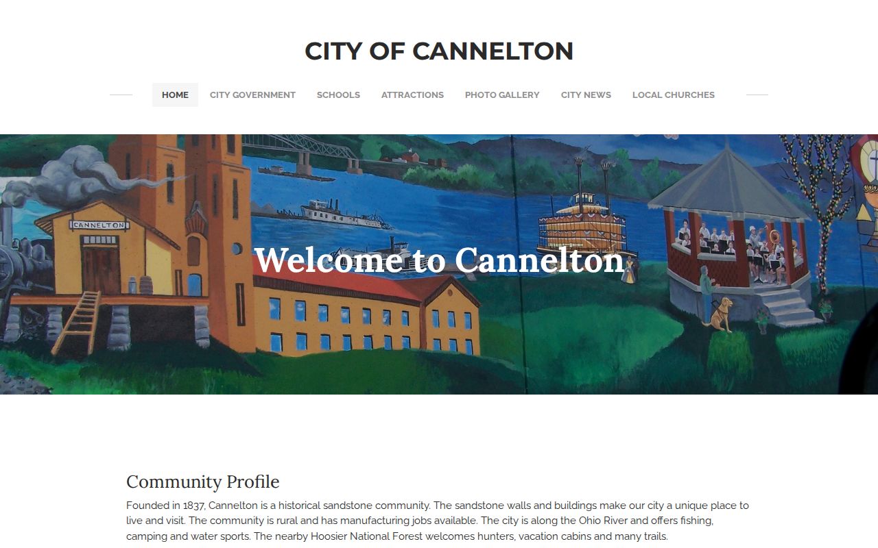 Official Cannelton city website and government navigation